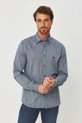 Camisa Manga Longa Texturizada Masculino Acostamento Marinho