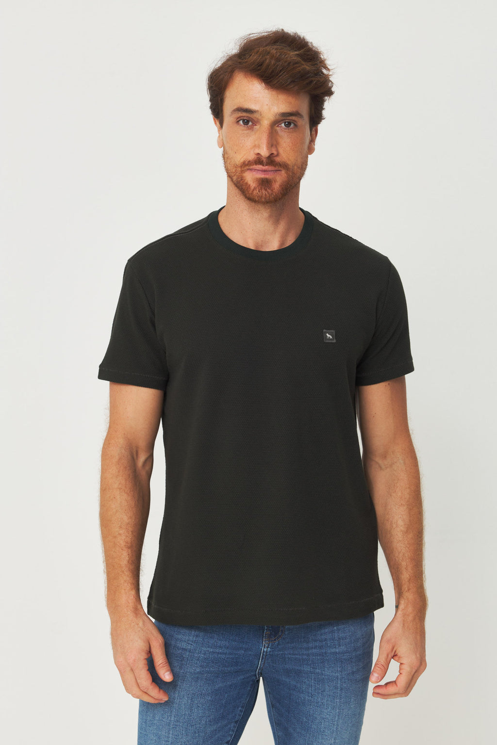 Camiseta Square Minimalista Masculina Acostamento Verde Folhagem