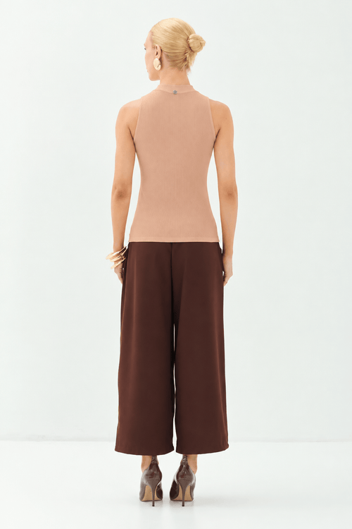 Blusa Canelada Gola Alta  ACT Feminino Sepia