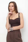 Top Estruturado Com Fivelas ACT Feminino Deep Brown