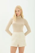 Blusa Basic Gola Alta ACT Feminino Sand