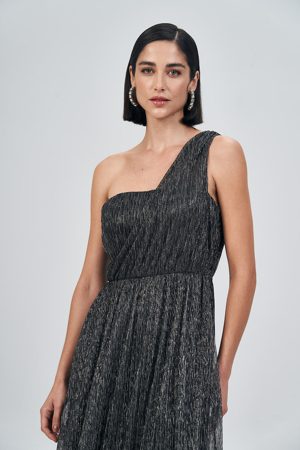 Vestido Longo Brilliance Feminino Acostamento Preto C/ Prata
