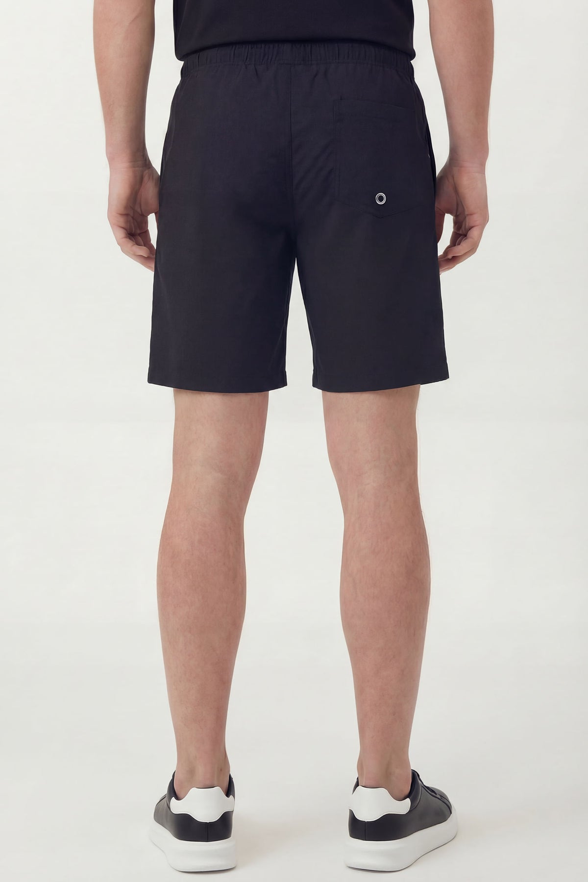 Shorts Casual Com Cordão Masculino Acostamento Preto