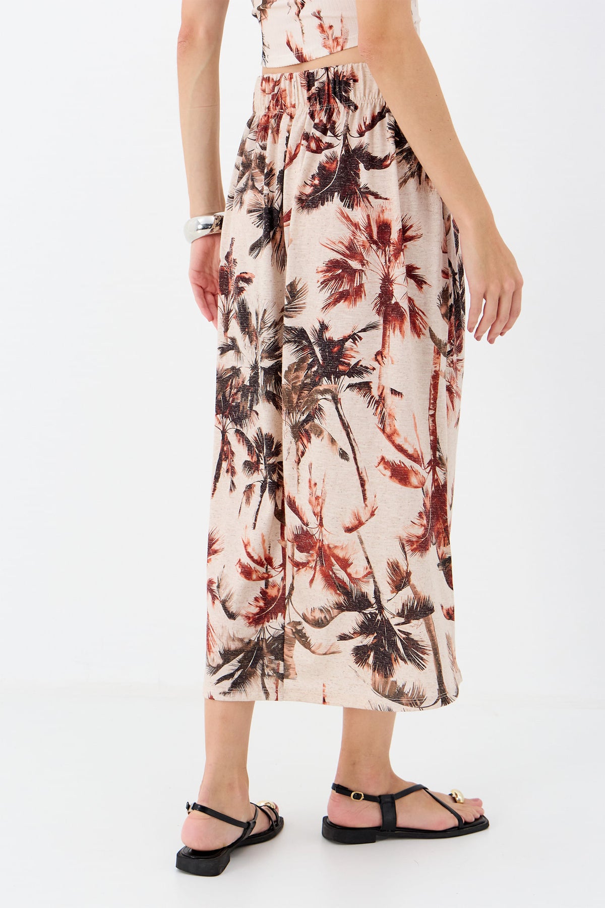 Saia Midi Transpassada Linho ACT Feminino Palm Breeze