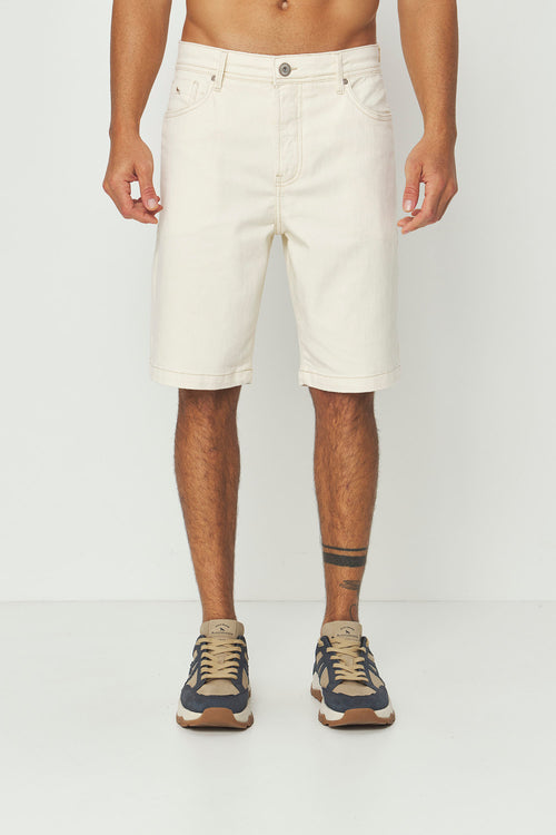 Bermuda Clássica Sarja Masculina Acostamento Off White