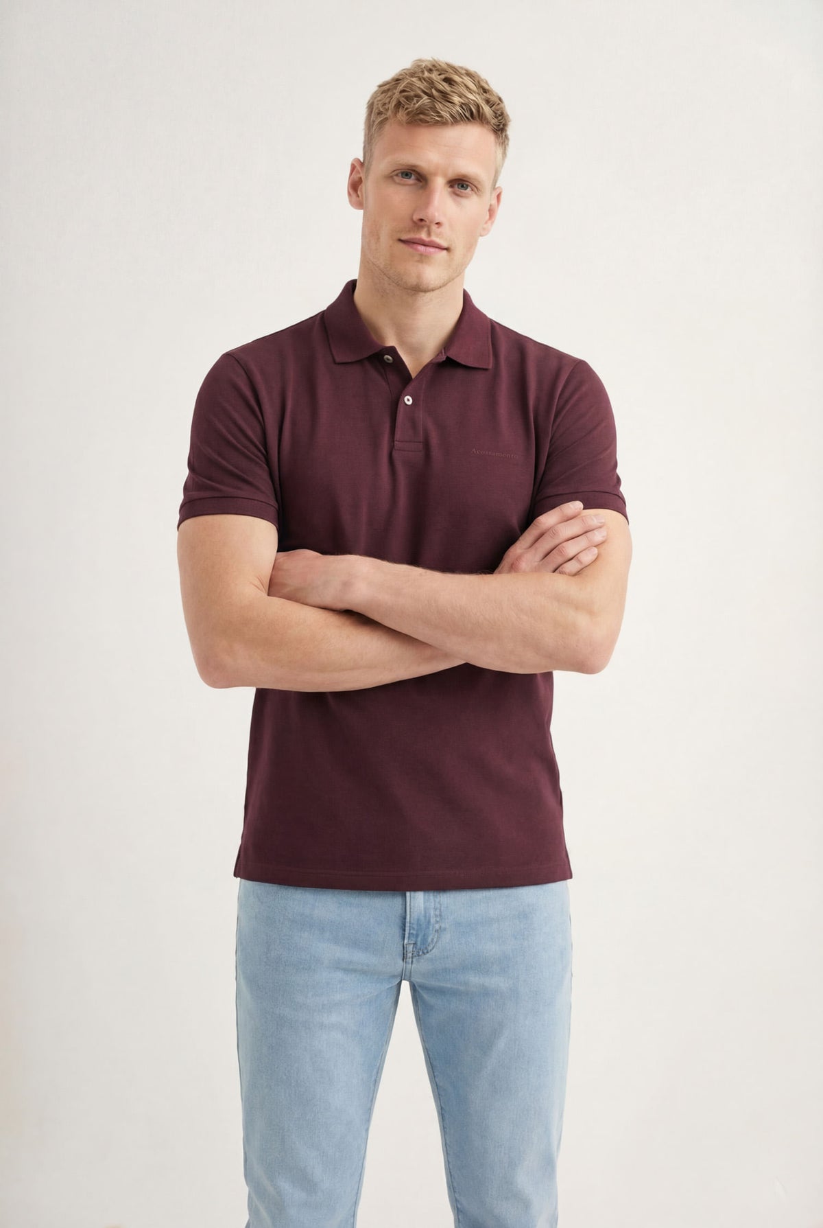 Polo Casual Elastano Masculina Acostamento Preto