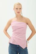 Blusa Sem Alça Listrada Red Velvet ACT Feminino Listrado Red Velvet