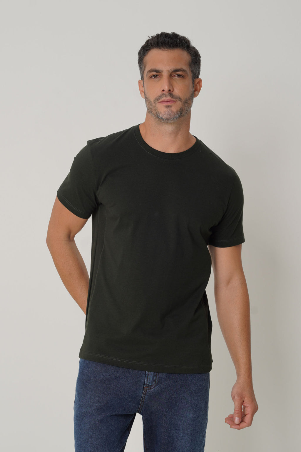 Camiseta Casual Algodão Masculina Acostamento Verde Folhagem