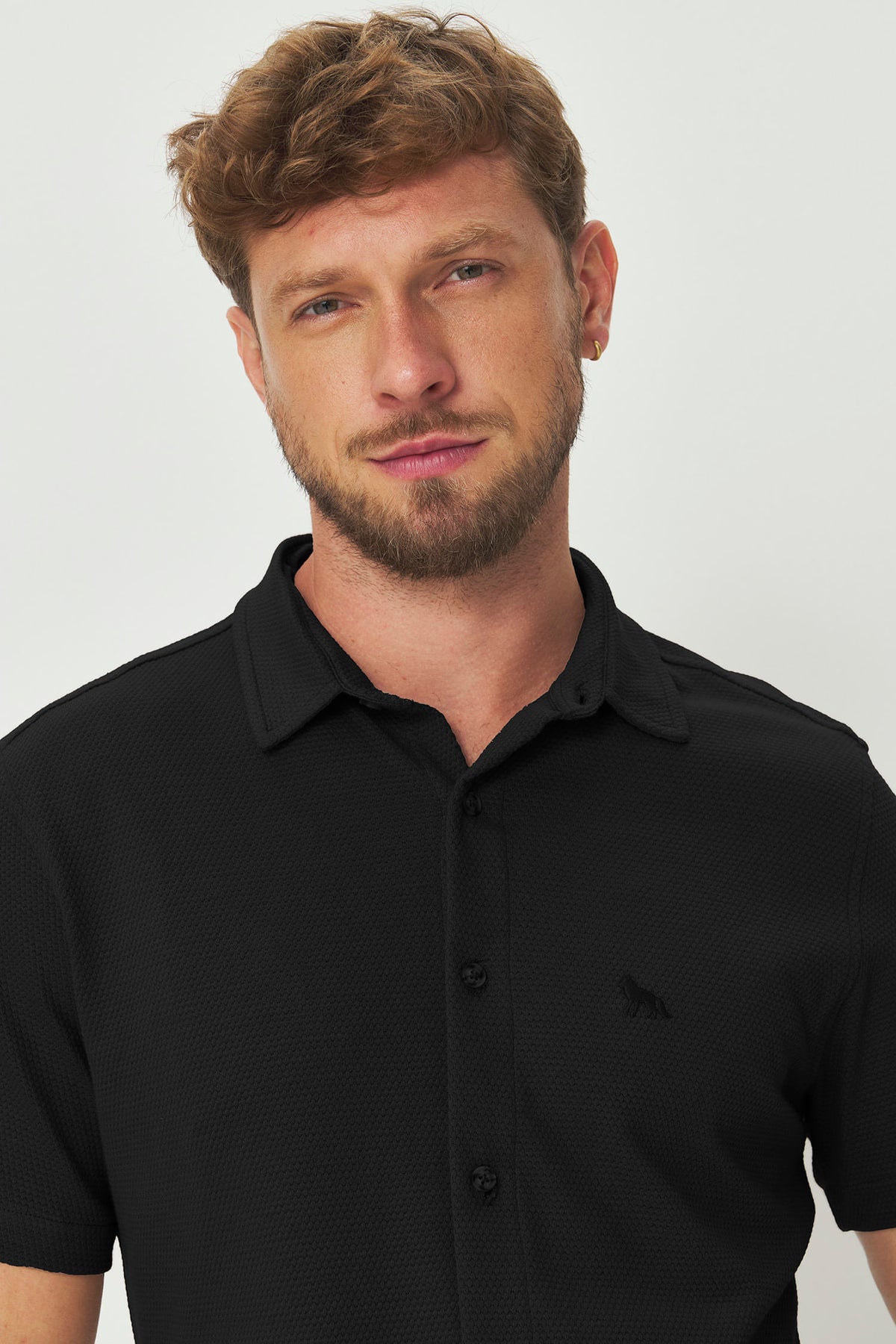 Camisa Lobo Social Masculina Acostamento Preto