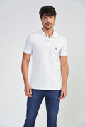 Polo Patch Logo Masculina Acostamento Mescla Grafite