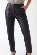 Calça PU Reta Com Bolsos ACT Feminina Preto