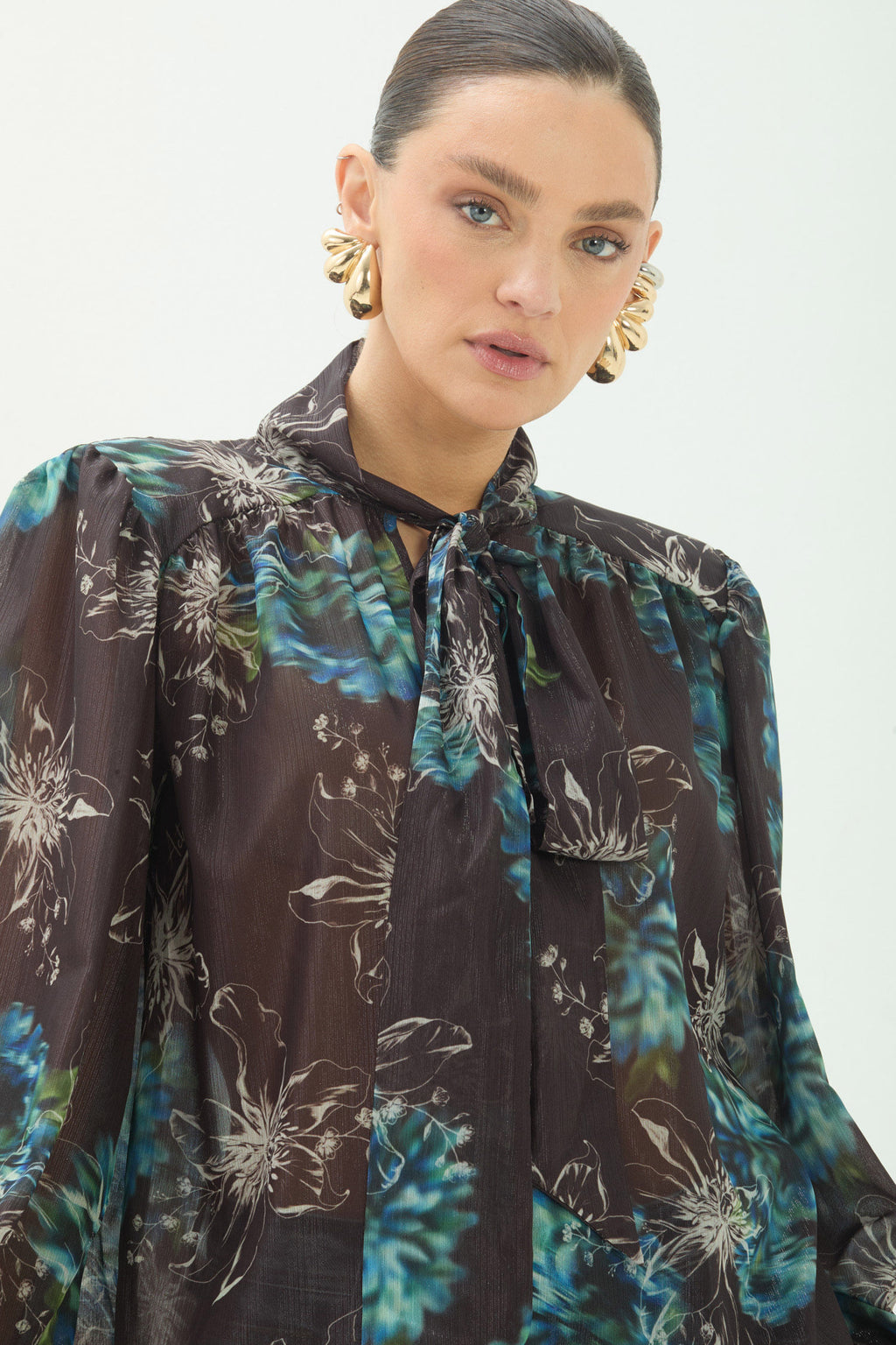 Blusa Estampada Com Amarração ACT Feminino Mystic Garden
