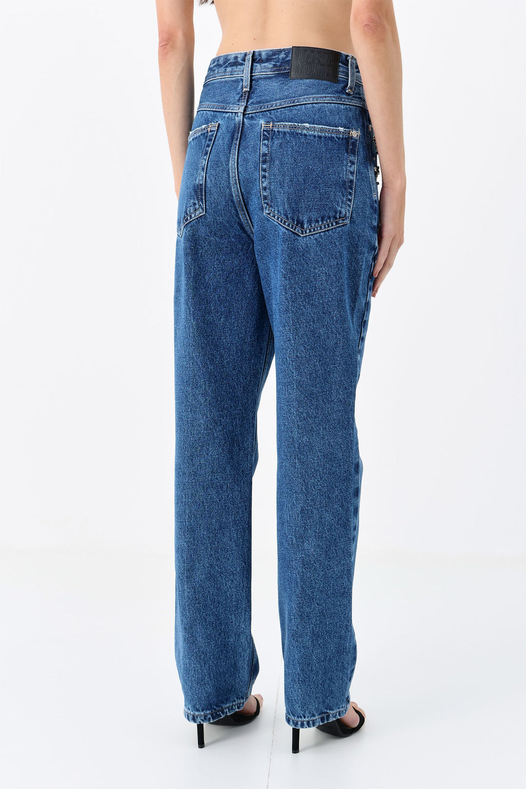 Calça Jeans Straight Cintura Alta Pedraria ACT Feminino
 Jeans Intermediario