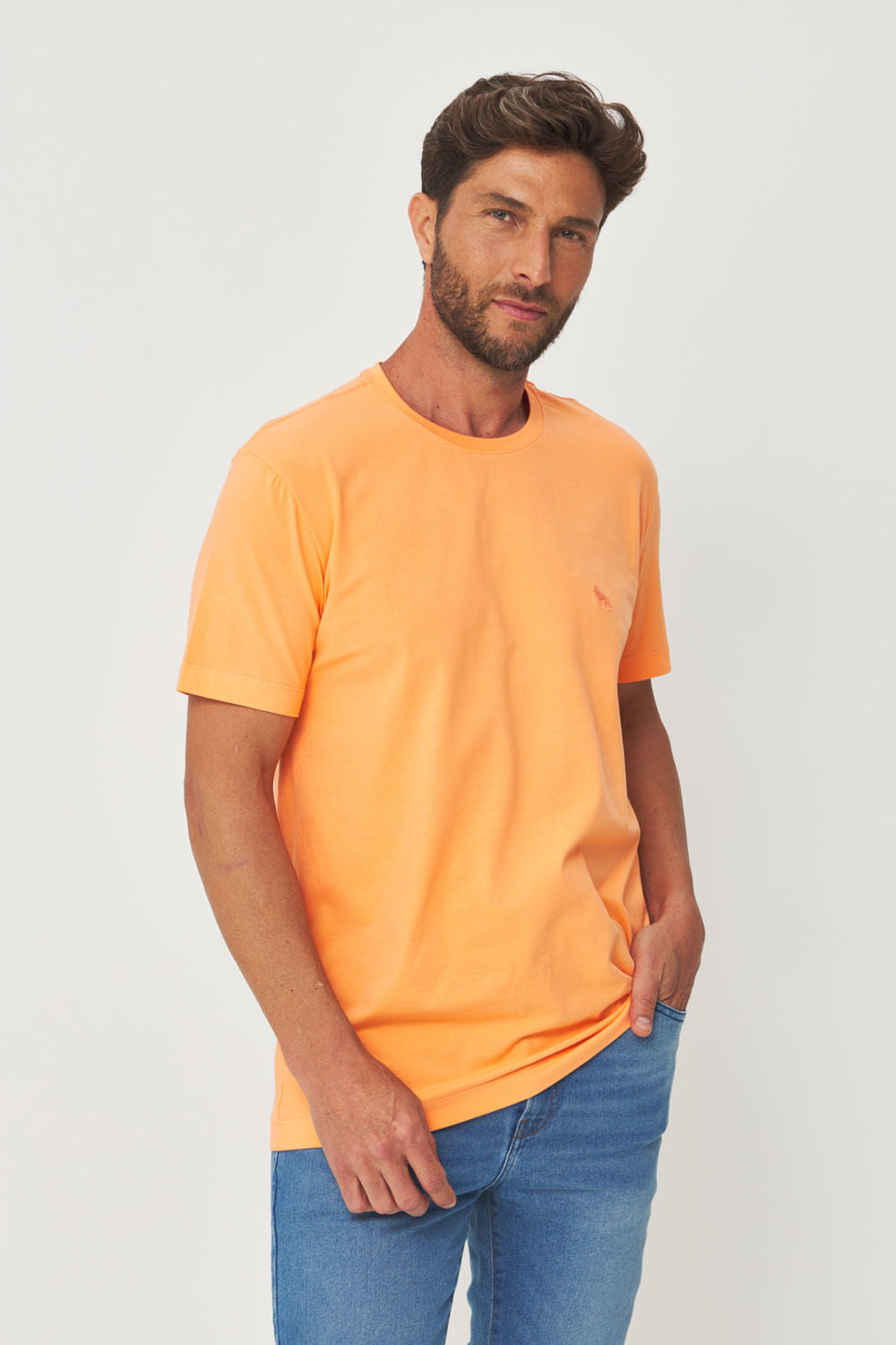 Camiseta Essential Lobo Masculina Acostamento Sweet Orange
