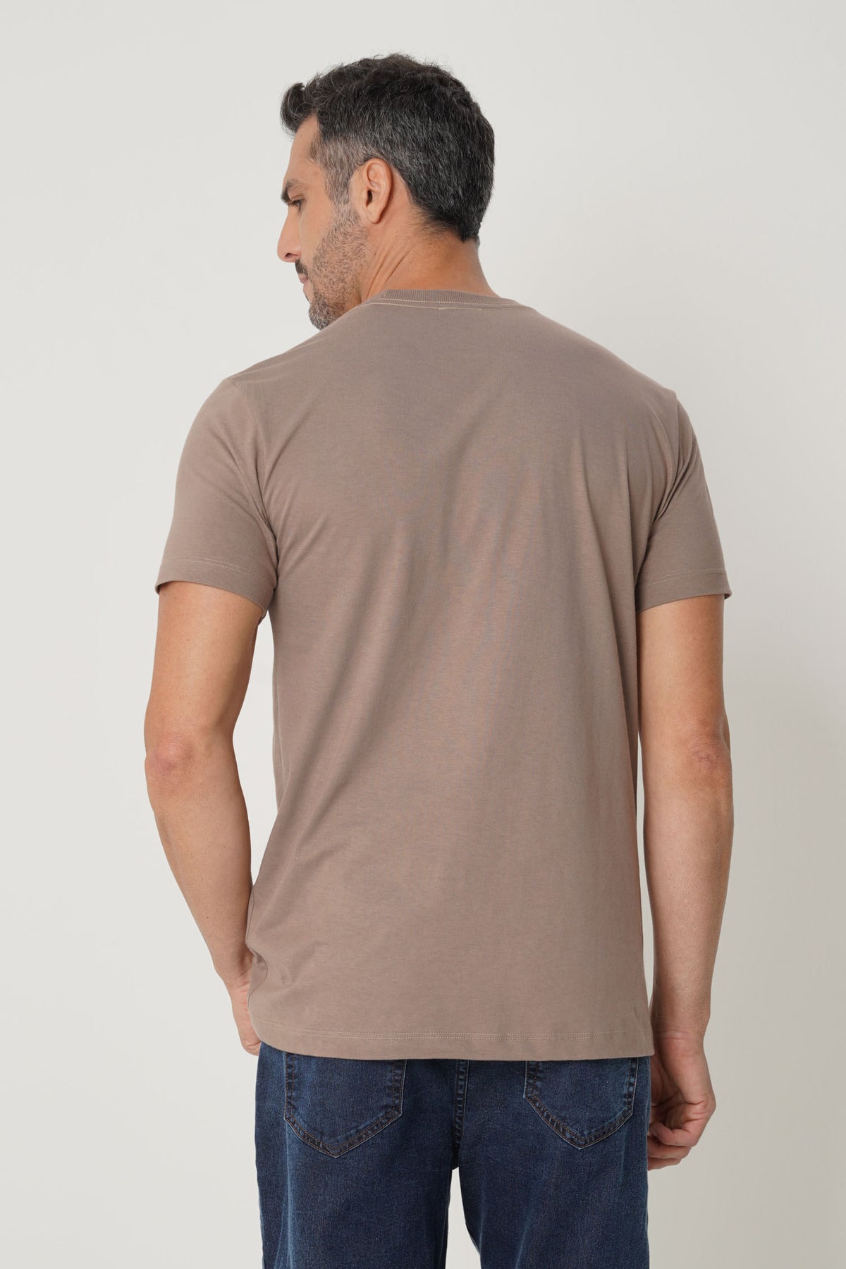 Camiseta Wolf Print Masculina Acostamento Capuccino