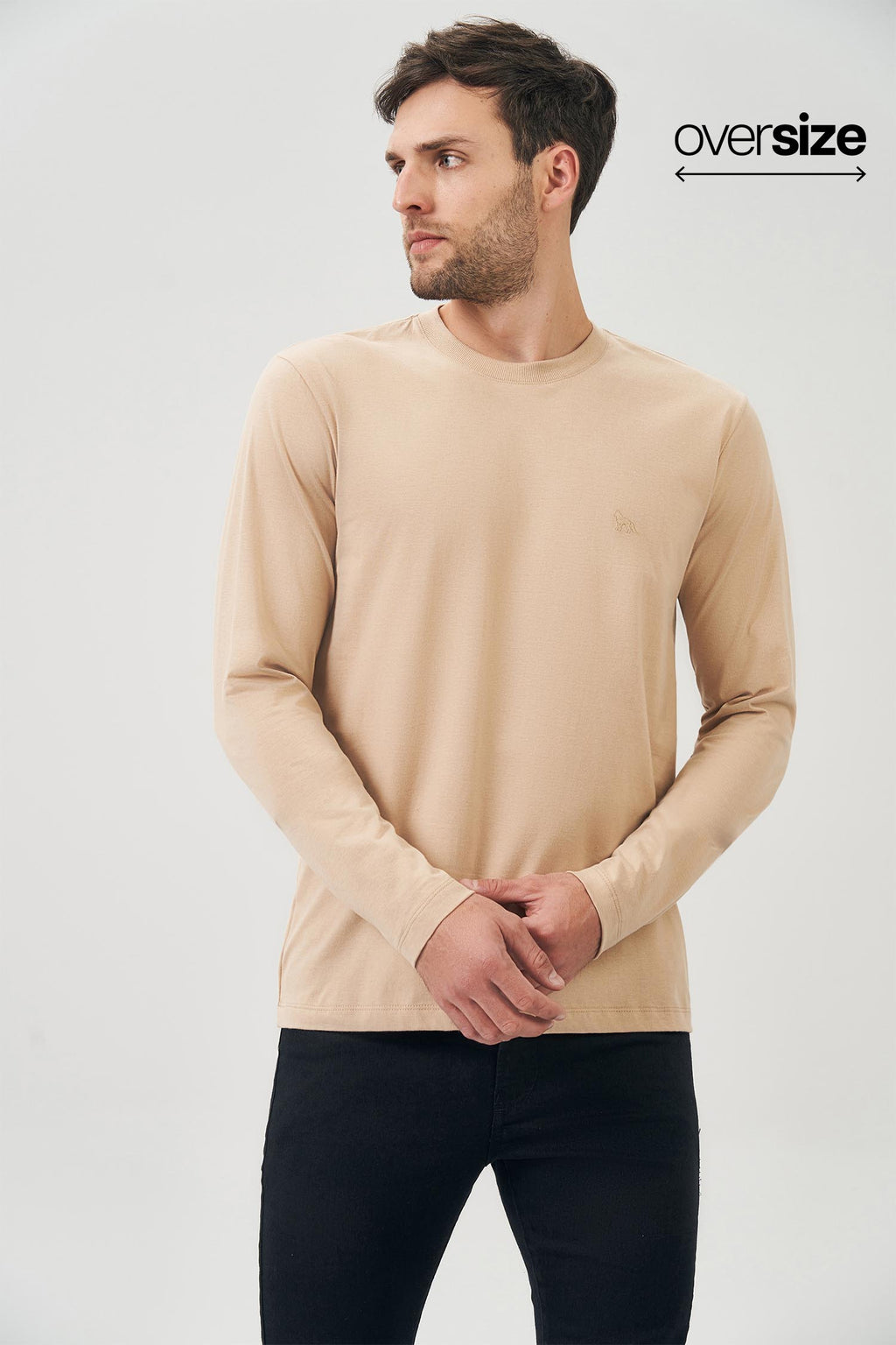 Camiseta Manga Longa Masculina Oversize Acostamento Rosa Cha