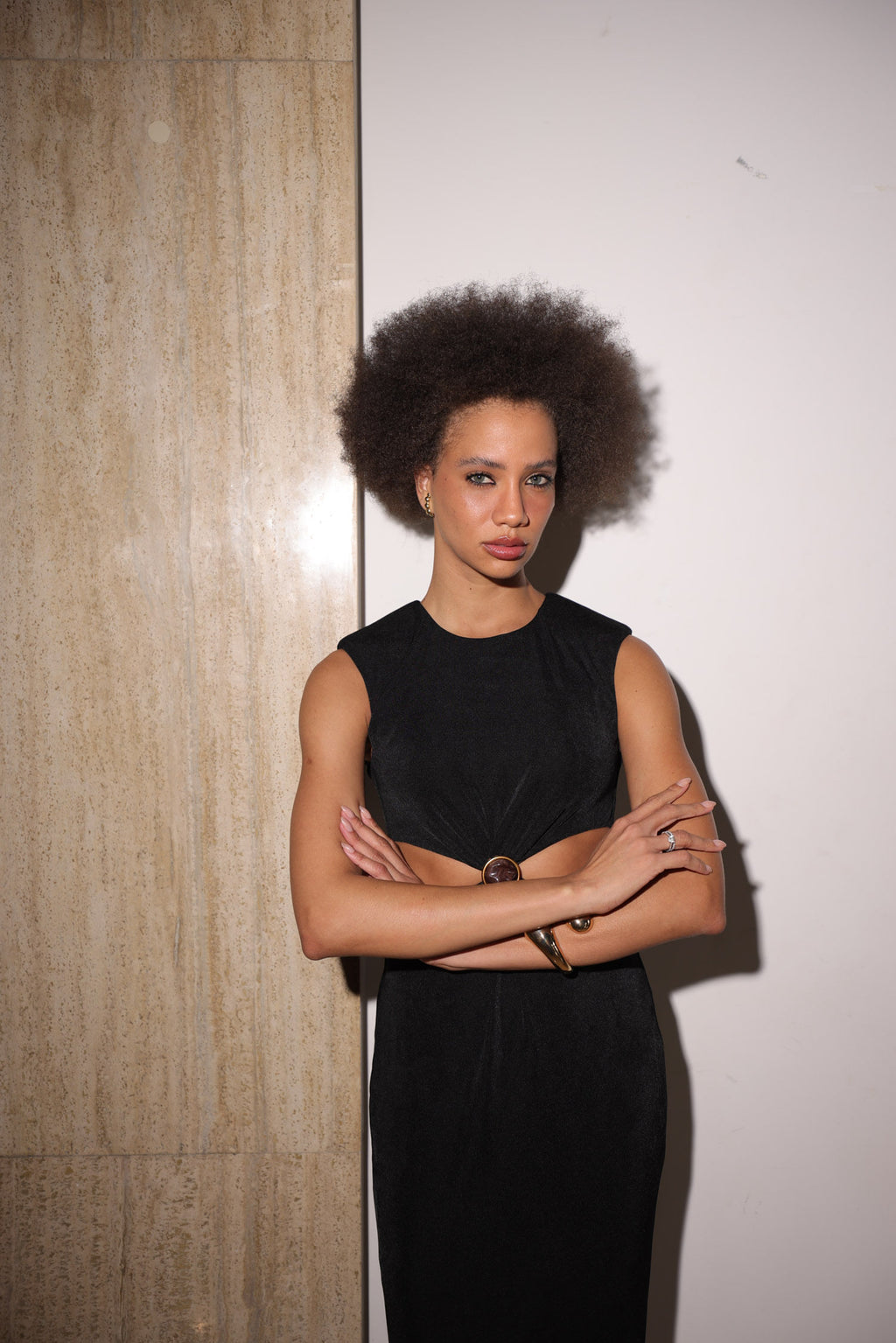 Vestido Com Torção Na Cintura ACT Feminino Preto