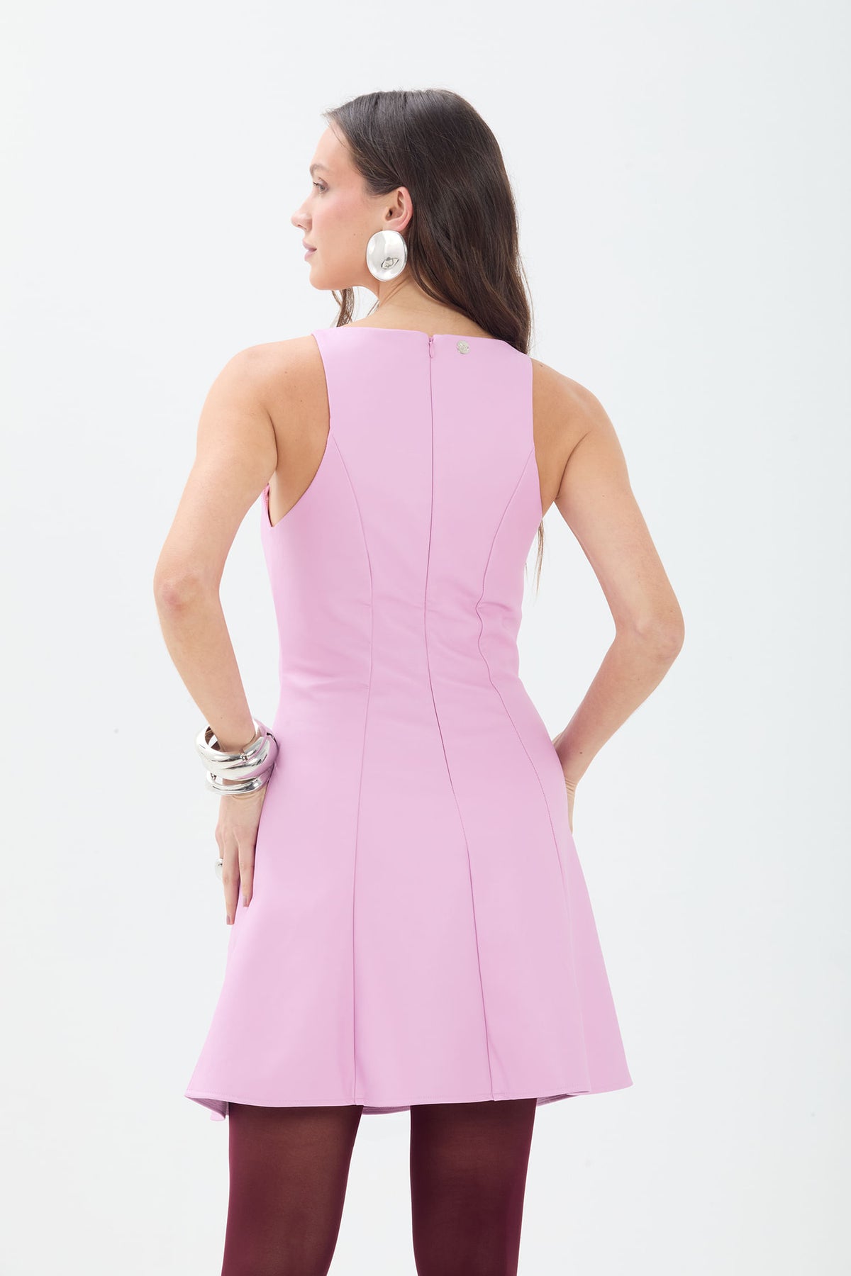 Vestido Acinturado PU ACT Feminino Pink Sunset