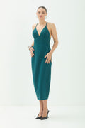 Vestido Midi Com Fenda  ACT Feminino Deep Forest