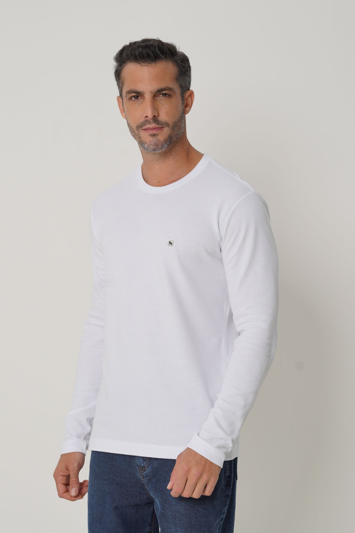 Camiseta Manga Longa Masculina Acostamento Branco