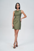 Vestido Charm PU Feminino Acostamento Deep Olive