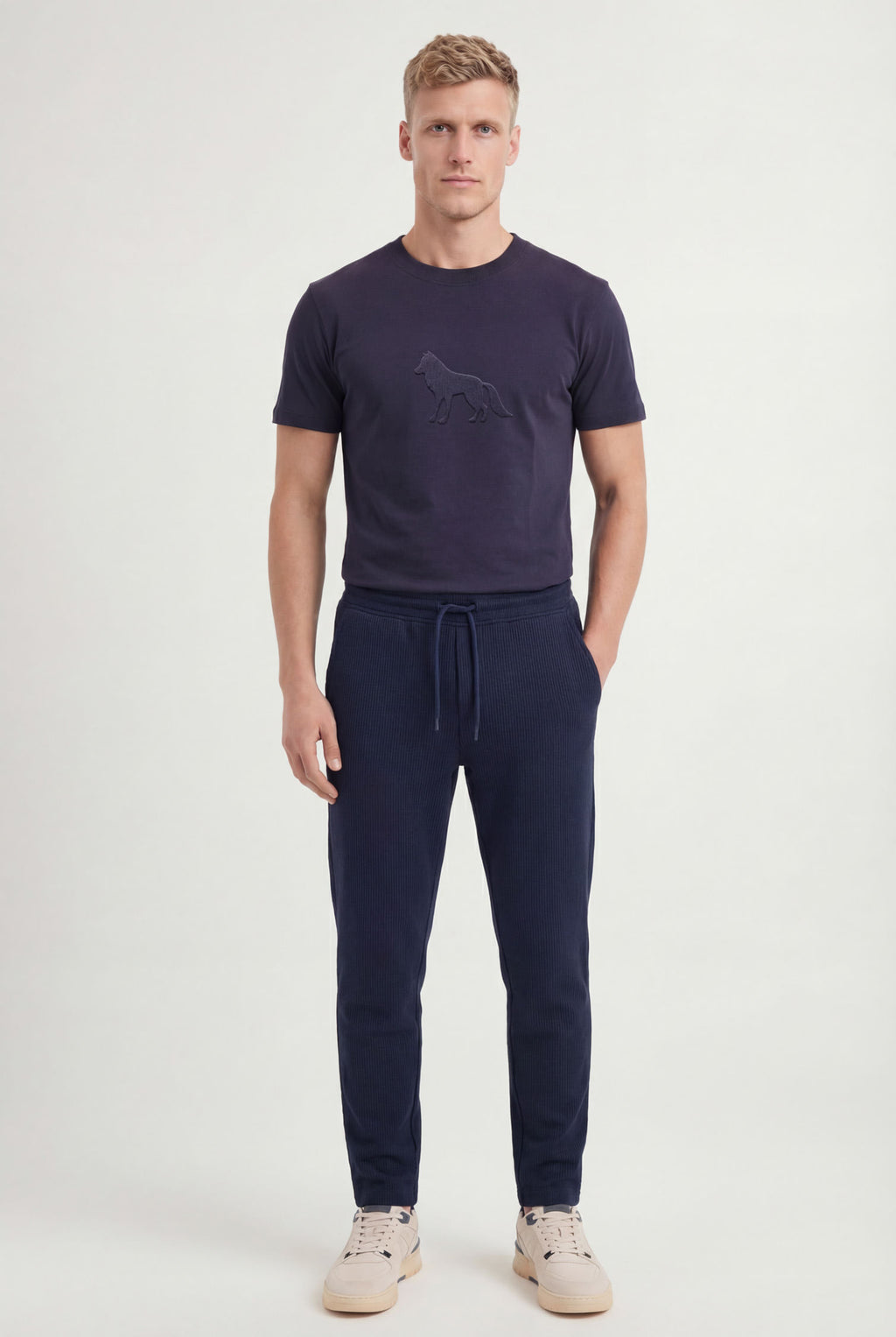 Calça Casual Com Cordão Masculina Acostamento Marinho