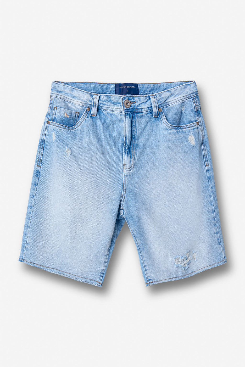 Bermuda Jeans Reta Masculina Acostamento Jeans Claro