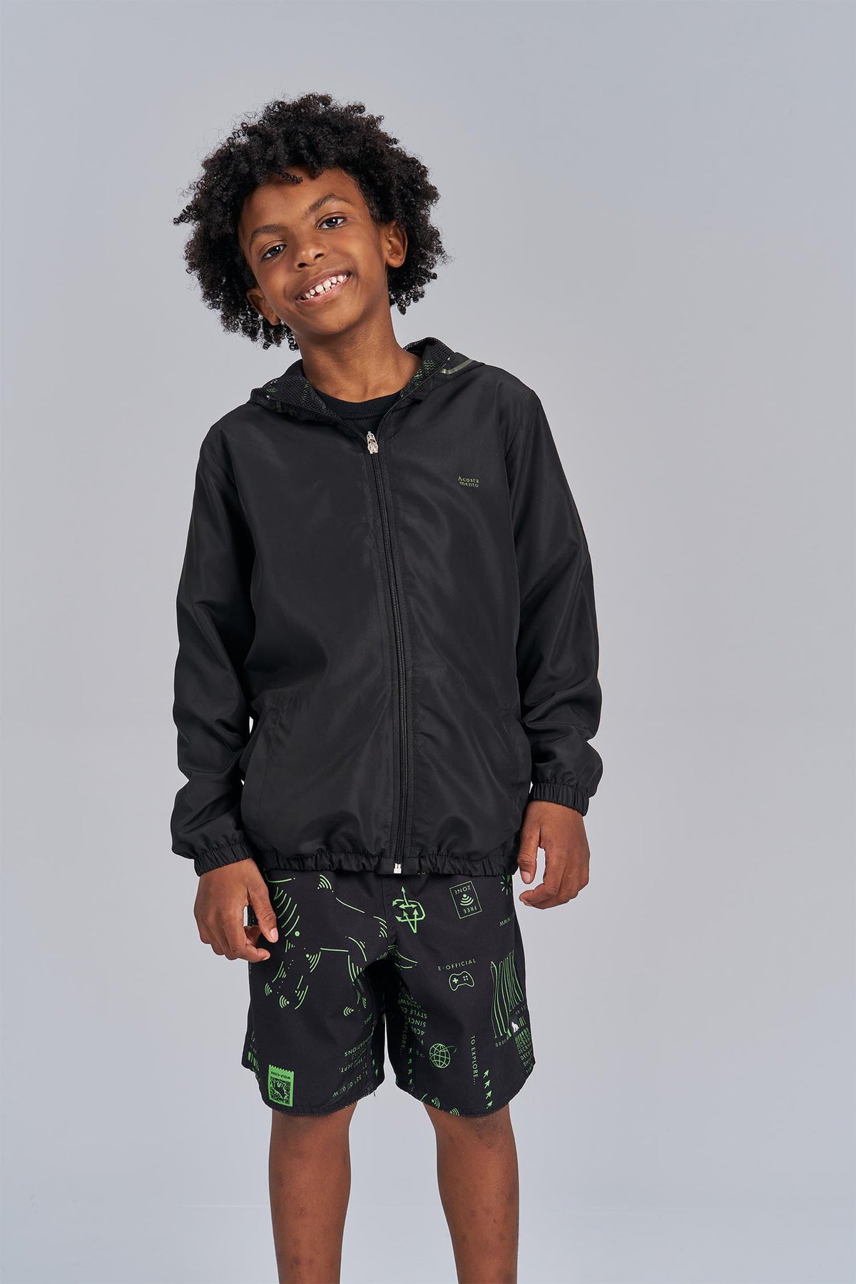 Jaqueta Forro Estampado Menino Acostamento Next Preto