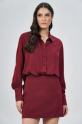 Camisa Acetinada Glamour Feminina Acostamento Matcha