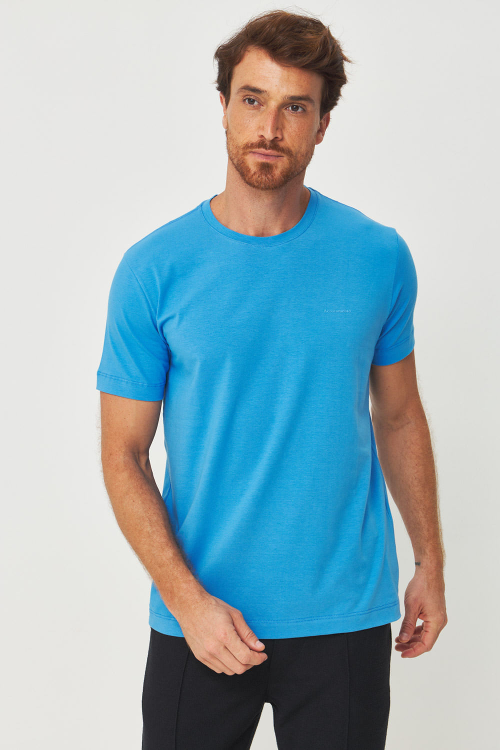 Camiseta Mini Lettering Masculina Acostamento Azul Marina