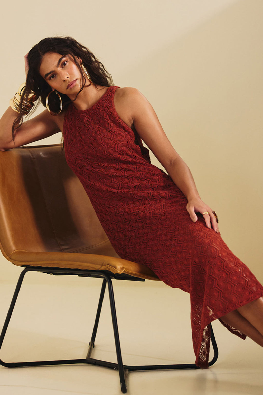 Vestido Midi Vazado Lateral ACT Feminino Redwood