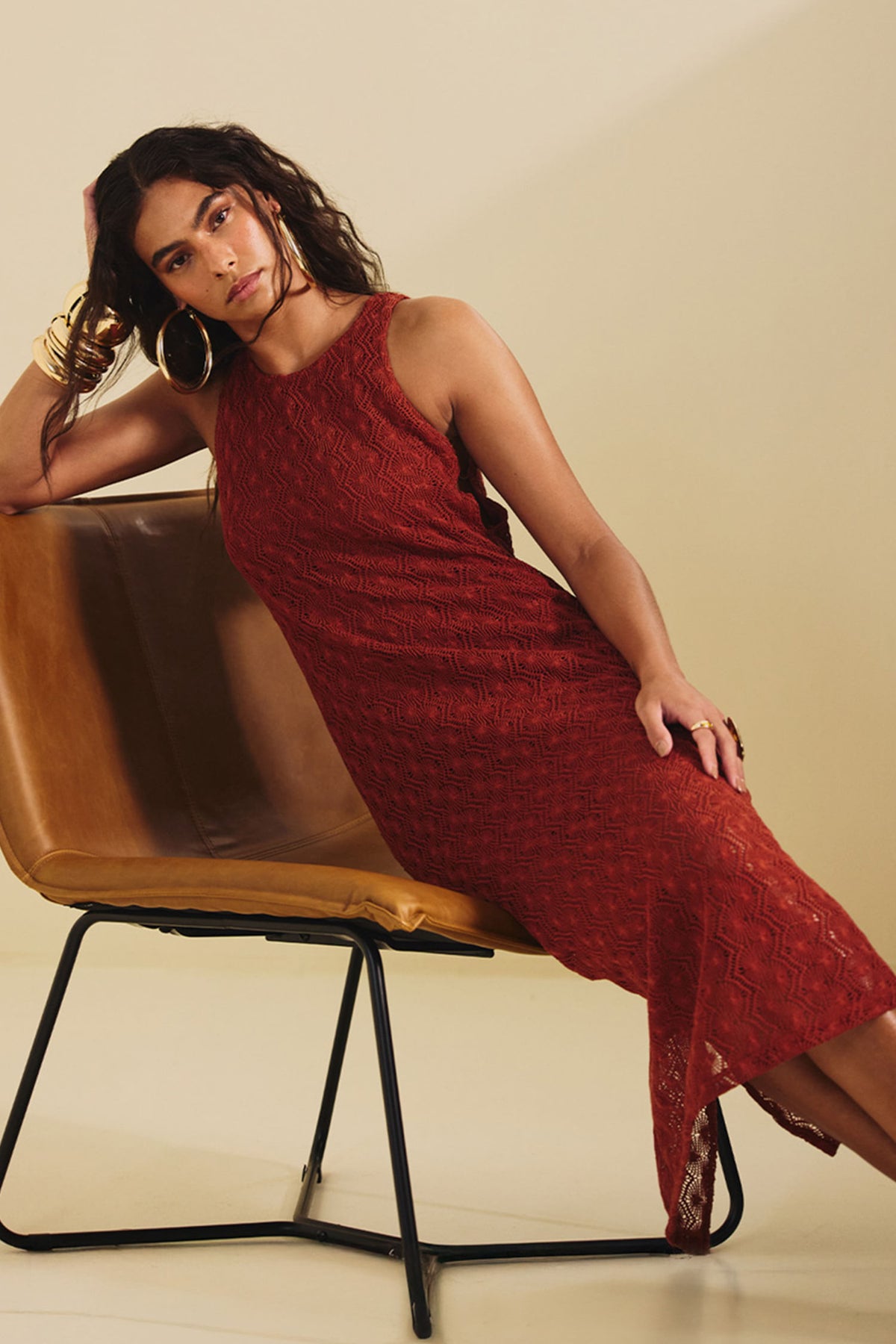 Vestido Midi Vazado Lateral ACT Feminino Redwood