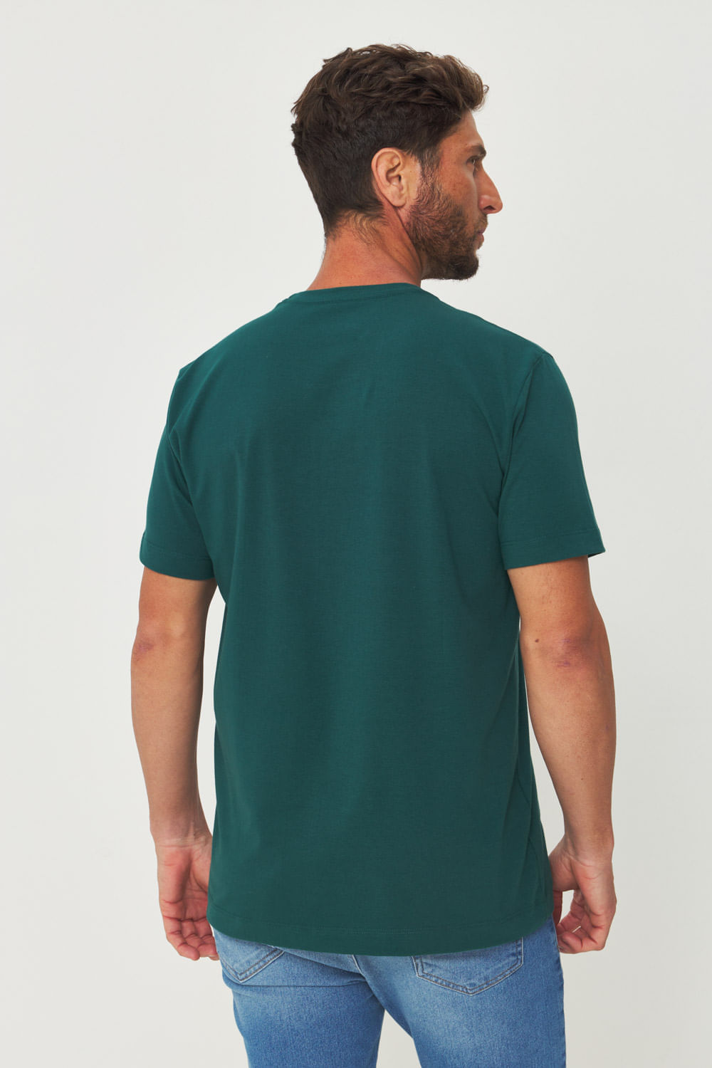 Camiseta Mini Lettering Masculina Acostamento Verde Profundo