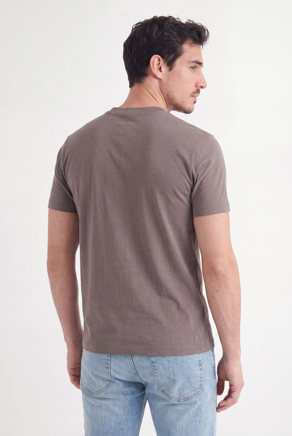 Camiseta Básica Lobo Bordado Masculina Acostamento Marrom Ipe