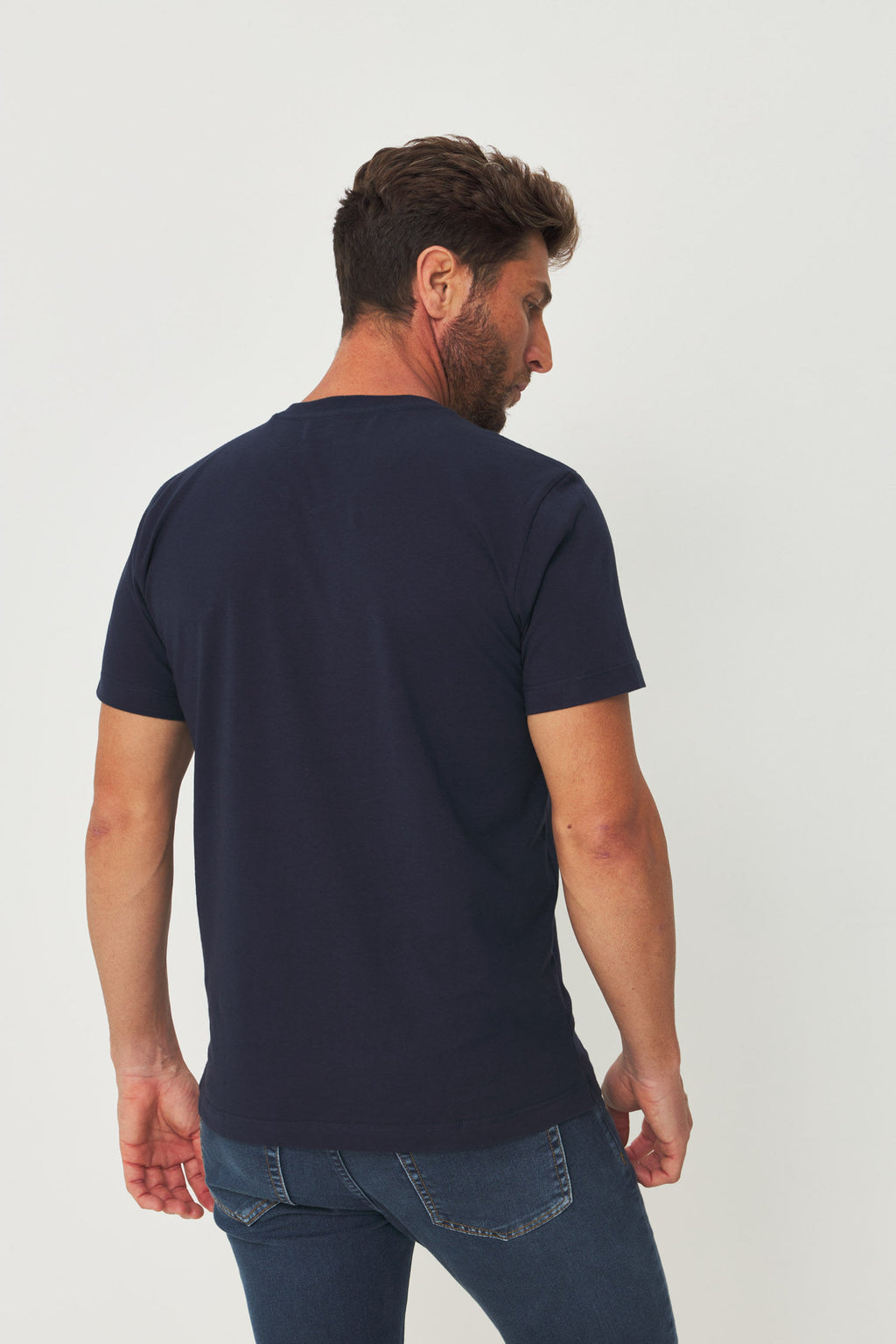 Camiseta Casual Gola V Masculina Acostamento Marinho