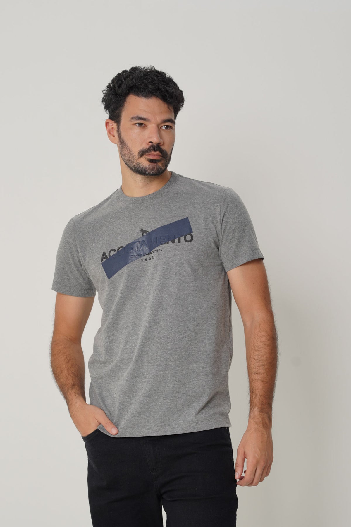 Camiseta Urban Style Masculina Acostamento Mescla Grafite