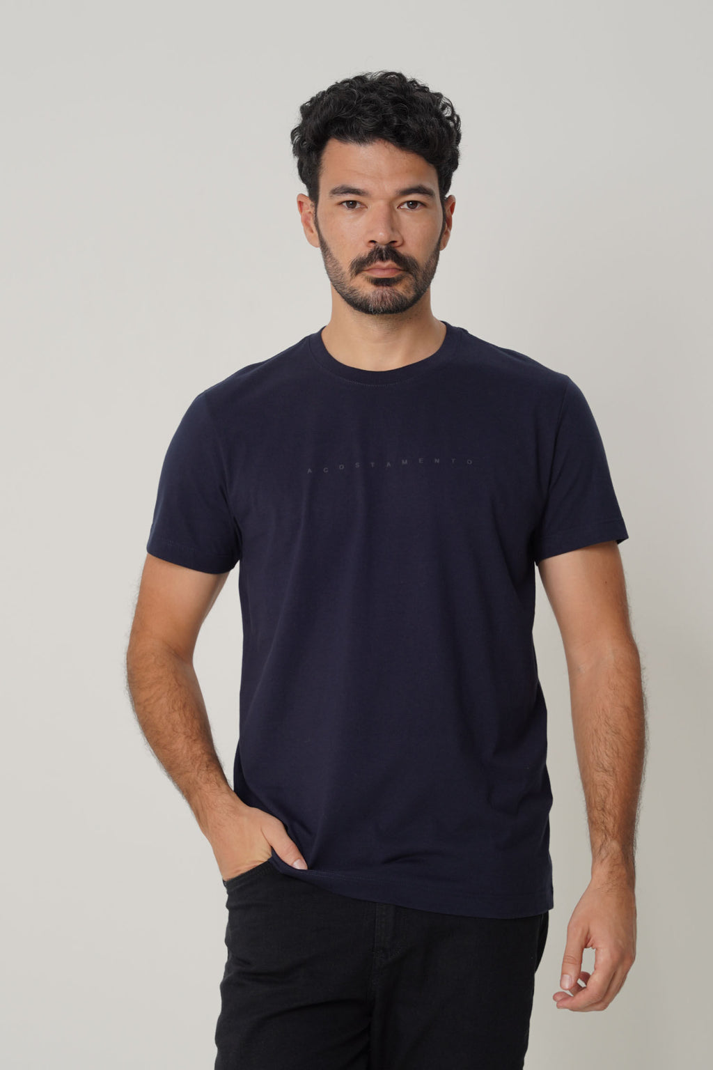 Camiseta Básica Lettering Touch Masculino Acostamento Marinho