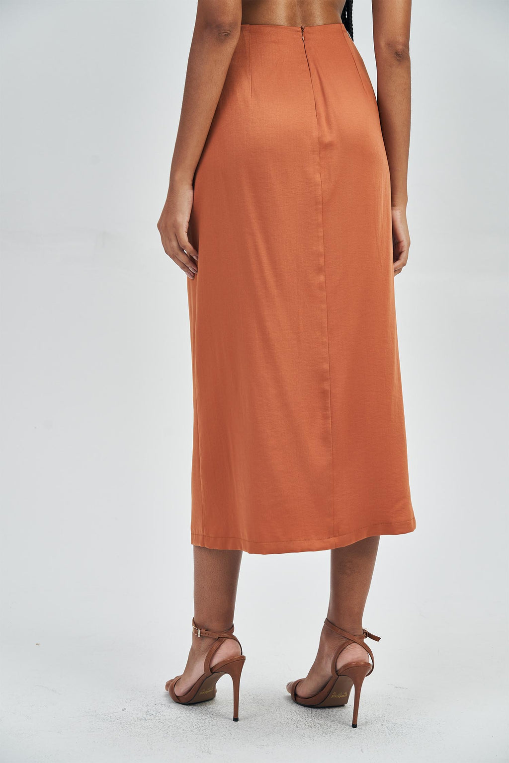 Saia Midi Sobreposta Feminina Acostamento Sepia
