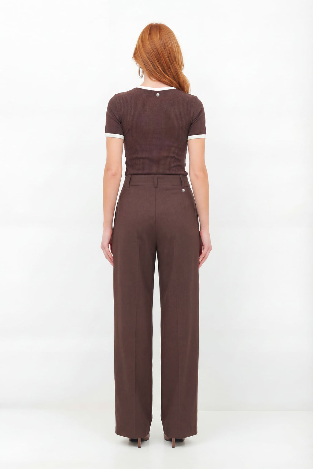 Blusa Canelada Manga Curta ACT Feminina Deep Brown
