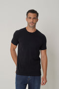 Camiseta Minimalista Silk Gola Masculina Acostamento Preto
