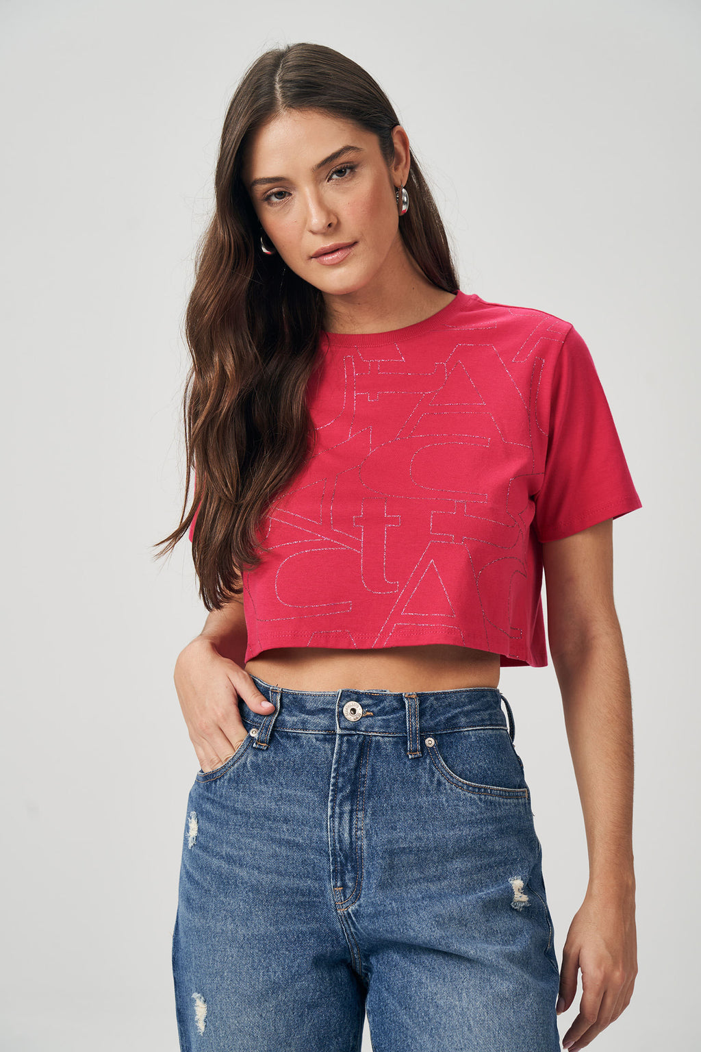 T-Shirt Cropped Brilho Feminina Acostamento Purple