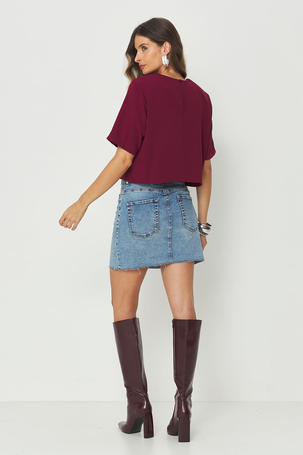 Saia Jeans Claro Feminina Acostamento Jeans Claro