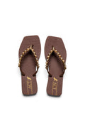 Chinelo Quadrado Fashion Metal ACT Feminino Coffee