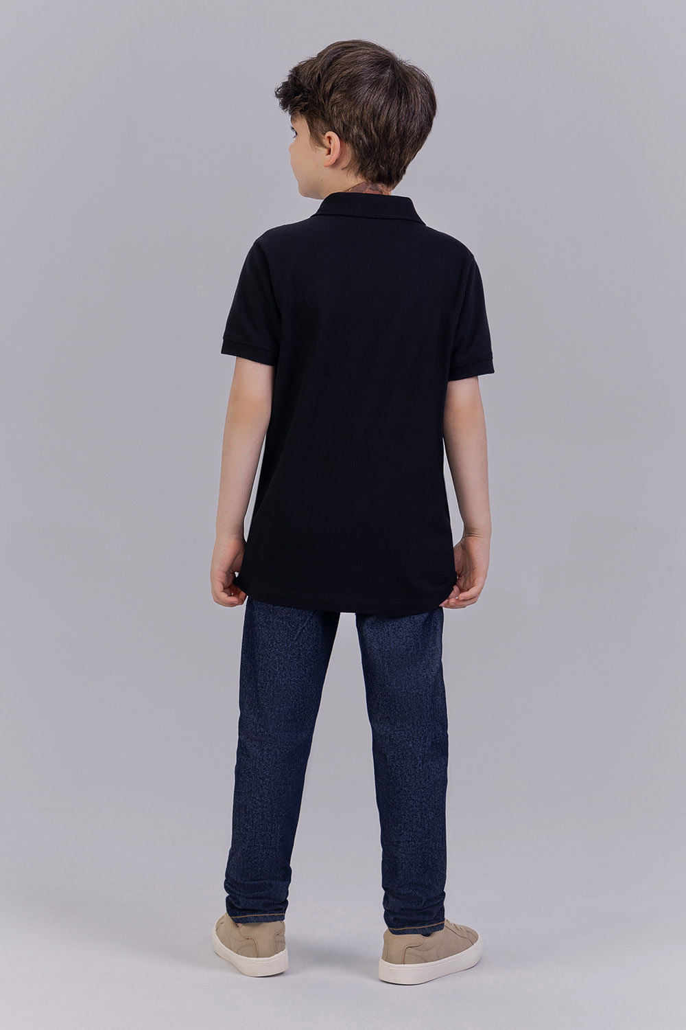 Polo Lobo Menino Acostamento Kids Preto