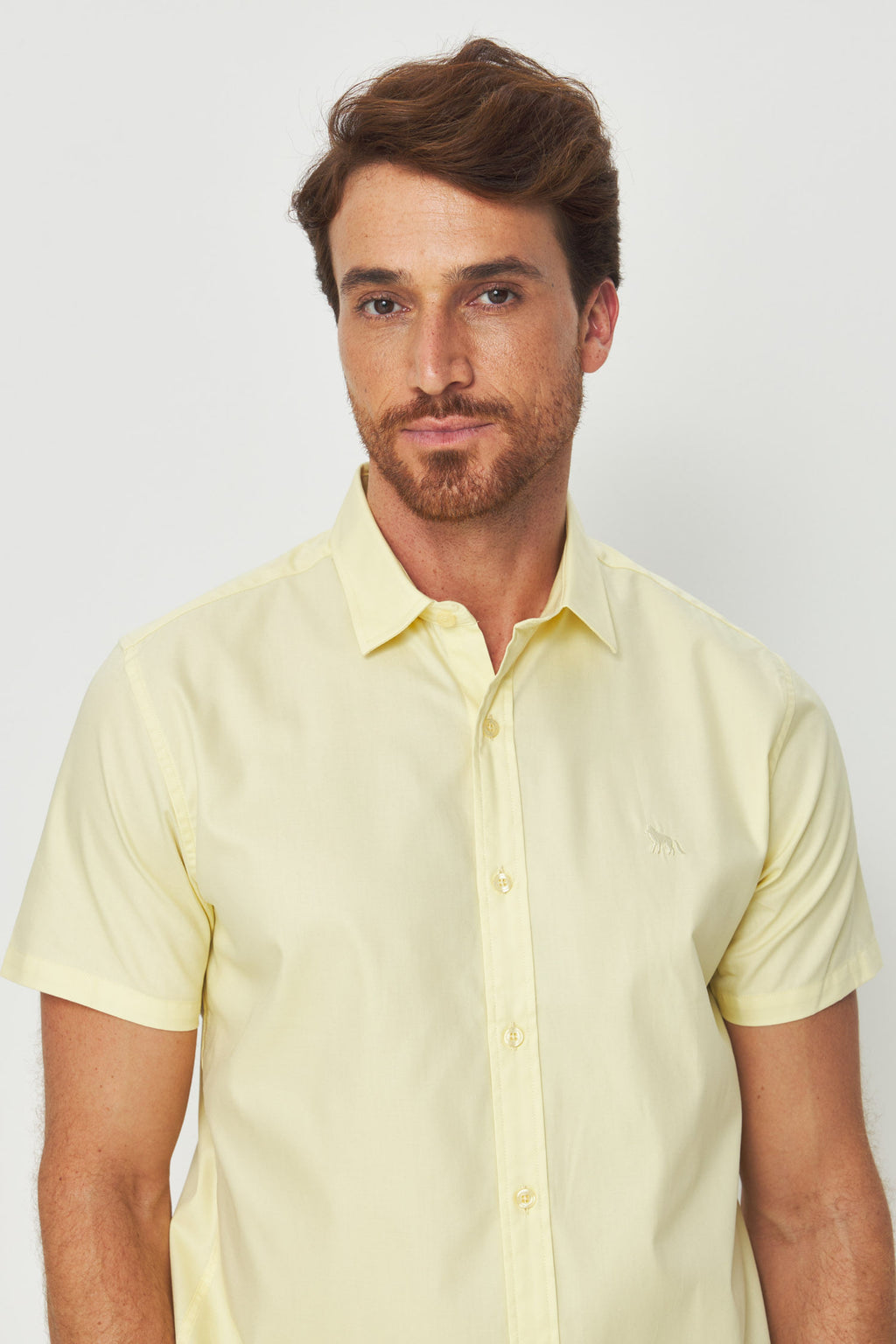 Camisa Manga Curta Cotton Masculina Acostamento Amarelo