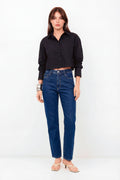 Camisa Costas com Cinto Feminina Inblanche Preto