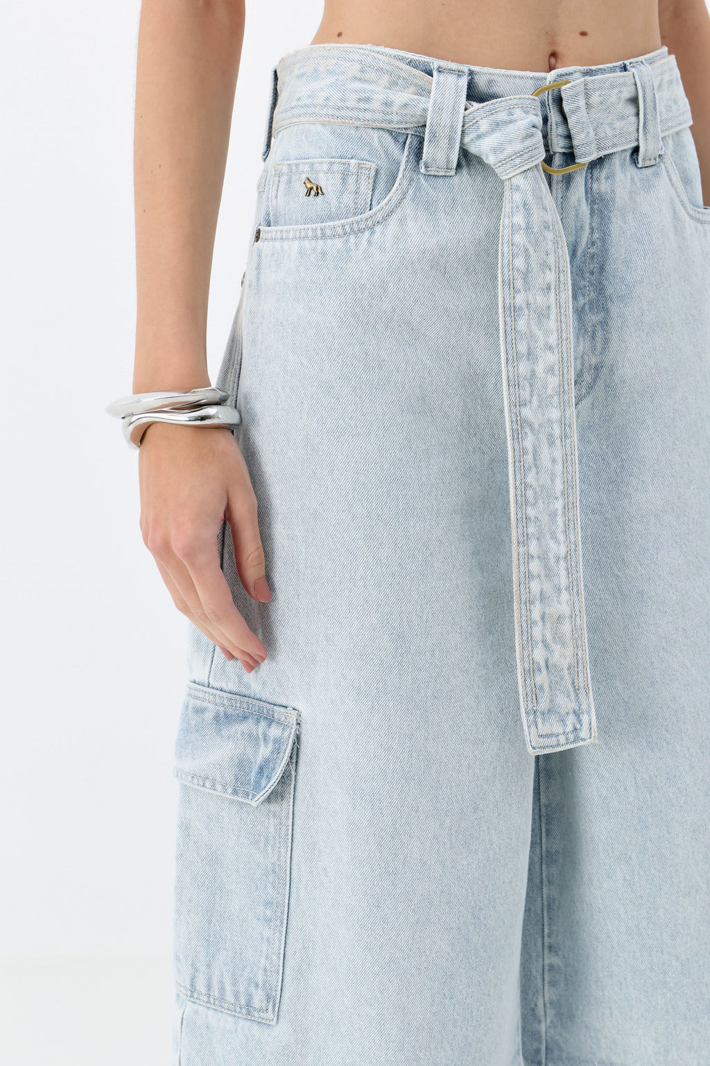 Bermuda Jeans Jorts Cintura Alta ACT Feminino Jeans Claro