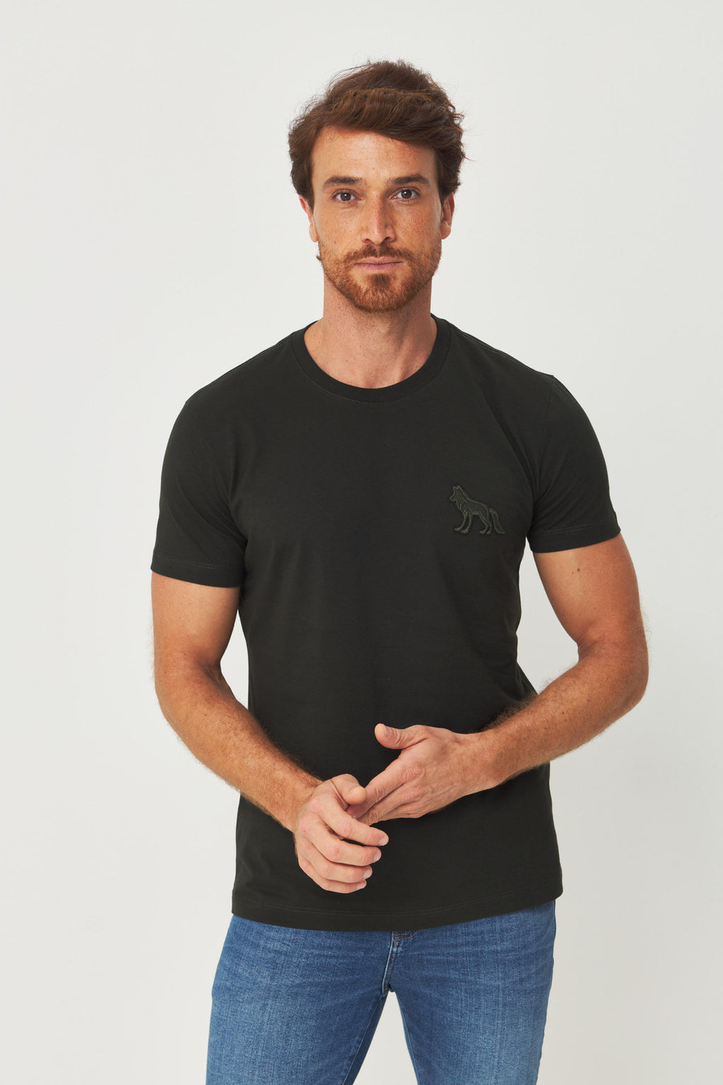 Camiseta Bordado Amplo Masculina Acostamento Verde Folhagem