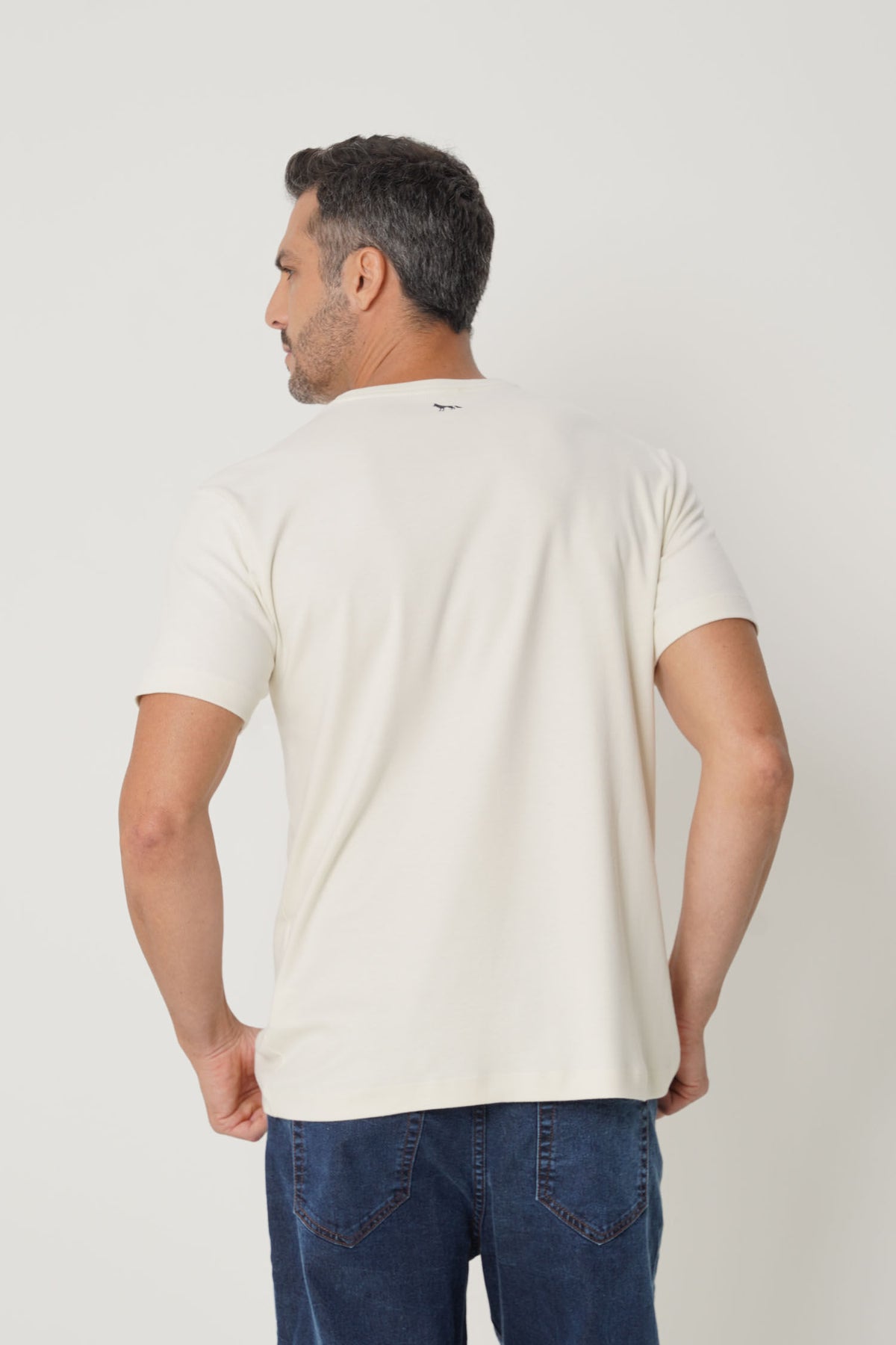 Camiseta Básica Algodão Masculina Acostamento Off White