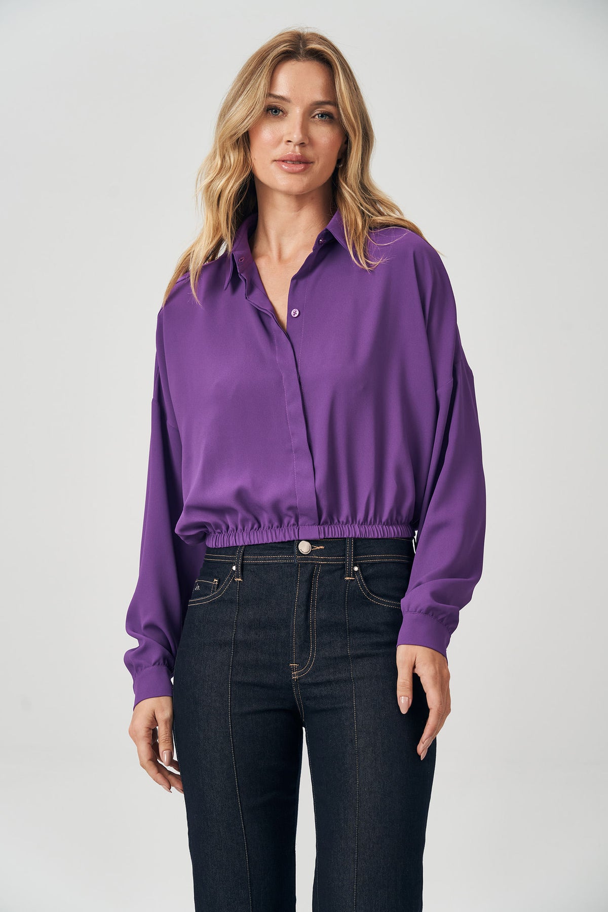 Camisa Barra Elástico Feminina Acostamento Purple